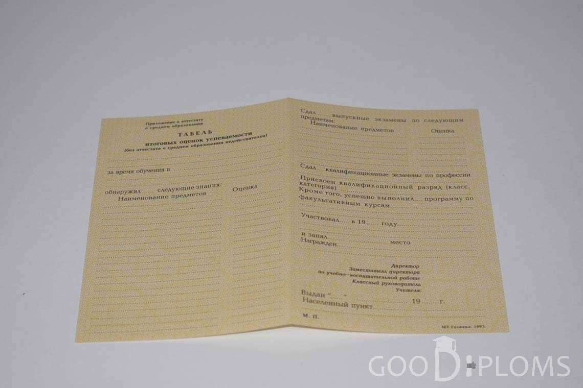 Приложение к Аттестату За 10 Класс период выдачи 1990-1993 -  Балхаш